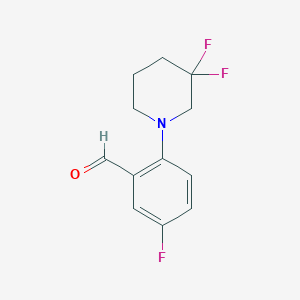 molecular formula C12H12F3NO B1407988 2-(3,3-Difluoropiperidin-1-yl)-5-fluorobenzaldehyde CAS No. 1774896-37-5