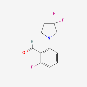 molecular formula C11H10F3NO B1407989 2-(3,3-Difluoropyrrolidin-1-yl)-6-fluorobenzaldehyde CAS No. 1774894-03-9
