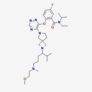 molecular formula C32H50FN7O3 B14079930 N-ethyl-5-fluoro-2-{[5-(2-{6-[(2-methoxyethyl)(methyl)amino]-2-methylhexan-3-yl}-2,6-diazaspiro[3.4]octan-6-yl)-1,2,4-triazin-6-yl]oxy}-N-(propan-2-yl)benzamide 