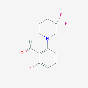 molecular formula C12H12F3NO B1408011 2-(3,3-Difluoropiperidin-1-yl)-6-fluorobenzaldehyde CAS No. 1713163-09-7