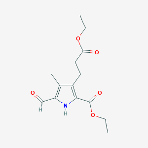 molecular formula C14H19NO5 B14080599 ethyl 3-(3-ethoxy-3-oxopropyl)-5-formyl-4-methyl-1H-pyrrole-2-carboxylate 