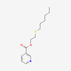 molecular formula C14H21NO2S B14080770 2-(Hexylthio)ethyl nicotinate CAS No. 101952-62-9