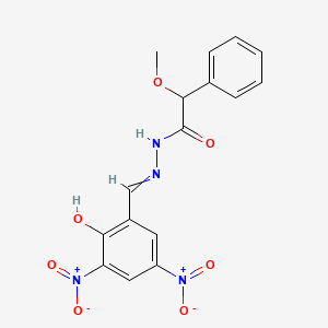 molecular formula C16H14N4O7 B14081052 N-[(2-hydroxy-3,5-dinitrophenyl)methylideneamino]-2-methoxy-2-phenylacetamide CAS No. 354542-42-0