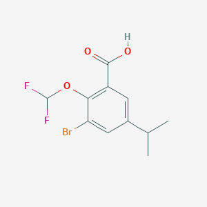 molecular formula C11H11BrF2O3 B14081103 3-Bromo-2-(difluoromethoxy)-5-isopropylbenzoic acid 
