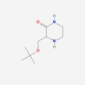 molecular formula C9H18N2O2 B14081216 3-[(2-Methylpropan-2-yl)oxymethyl]piperazin-2-one 
