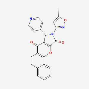 molecular formula C24H15N3O4 B14081403 9-(5-Methyl-1,2-oxazol-3-yl)-8-(pyridin-4-yl)-8,9-dihydrobenzo[7,8]chromeno[2,3-c]pyrrole-7,10-dione 