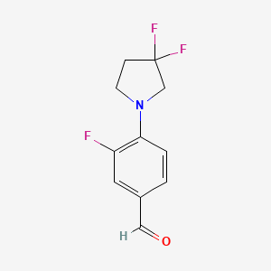 molecular formula C11H10F3NO B1408185 4-(3,3-Difluoropyrrolidin-1-yl)-3-fluorobenzaldehyde CAS No. 1627693-22-4