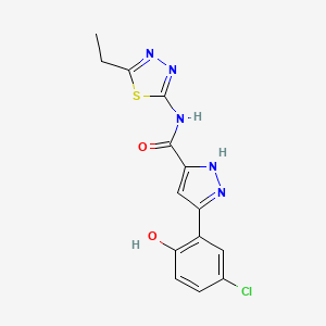 molecular formula C14H12ClN5O2S B14081889 5-(5-chloro-2-hydroxyphenyl)-N-(5-ethyl-1,3,4-thiadiazol-2-yl)-1H-pyrazole-3-carboxamide 