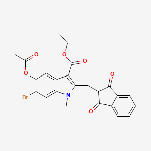 molecular formula C24H20BrNO6 B1408218 ethyl 5-acetoxy-6-bromo-2-((1,3-dioxo-2,3-dihydro-1H-inden-2-yl)methyl)-1-methyl-1H-indole-3-carboxylate CAS No. 1704066-68-1
