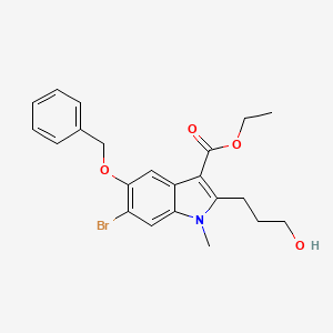 molecular formula C22H24BrNO4 B1408219 ethyl 5-(benzyloxy)-6-bromo-2-(3-hydroxypropyl)-1-methyl-1H-indole-3-carboxylate CAS No. 1704066-55-6