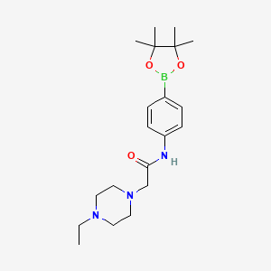 molecular formula C20H32BN3O3 B1408220 2-(4-ethylpiperazin-1-yl)-N-(4-(4,4,5,5-tetramethyl-1,3,2-dioxaborolan-2-yl)phenyl)acetamide CAS No. 1704121-82-3