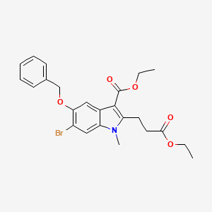 molecular formula C24H26BrNO5 B1408221 ethyl 5-(benzyloxy)-6-bromo-2-(3-ethoxy-3-oxopropyl)-1-methyl-1H-indole-3-carboxylate CAS No. 1704066-53-4