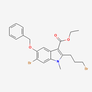 molecular formula C22H23Br2NO3 B1408222 ethyl 5-(benzyloxy)-6-bromo-2-(3-bromopropyl)-1-methyl-1H-indole-3-carboxylate CAS No. 1704066-54-5