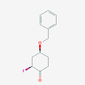 molecular formula C13H15FO2 B1408345 (2RS,4RS)-4-(benzyloxy)-2-fluorocyclohexan-1-one relative stereochemistry CAS No. 1638612-61-9