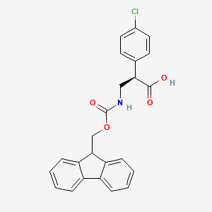 molecular formula C24H20ClNO4 B1408347 (R)-3-(9H-Fluoren-9-ylmethoxycarbonylamino)-2-(4-chloro-phenyl)-propionic acid CAS No. 1280787-14-5