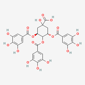 molecular formula C28H24O18 B14083527 rel-(1R,3S,4R,5S)-1-Hydroxy-3,4,5-tris((3,4,5-trihydroxybenzoyl)oxy)cyclohexane-1-carboxylic acid 