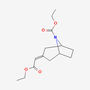 molecular formula C14H21NO4 B1408364 ethyl (3E)-3-(2-ethoxy-2-oxoethylidene)-8-azabicyclo[3.2.1]octane-8-carboxylate CAS No. 1656294-86-8