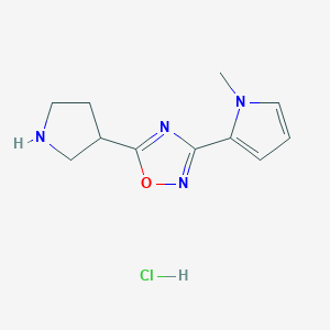 molecular formula C11H15ClN4O B1408385 3-(1-甲基-1H-吡咯-2-基)-5-吡咯烷-3-基-1,2,4-恶二唑盐酸盐 CAS No. 1638612-57-3