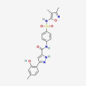 molecular formula C22H21N5O5S B14083943 N-{4-[(3,4-dimethyl-1,2-oxazol-5-yl)sulfamoyl]phenyl}-5-(2-hydroxy-4-methylphenyl)-1H-pyrazole-3-carboxamide 