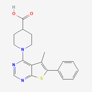 molecular formula C19H19N3O2S B1408426 1-(5-Methyl-6-phenylthieno[2,3-d]pyrimidin-4-yl)piperidine-4-carboxylic acid CAS No. 1858256-55-9