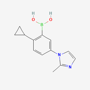 molecular formula C13H15BN2O2 B14084293 (2-Cyclopropyl-5-(2-methyl-1H-imidazol-1-yl)phenyl)boronic acid 
