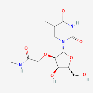 molecular formula C13H19N3O7 B14084314 2-[(2R,3R,4R,5R)-4-hydroxy-5-(hydroxymethyl)-2-(5-methyl-2,4-dioxopyrimidin-1-yl)oxolan-3-yl]oxy-N-methylacetamide 