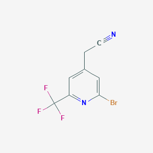 molecular formula C8H4BrF3N2 B1408442 2-Bromo-6-(trifluoromethyl)pyridine-4-acetonitrile CAS No. 1227595-73-4