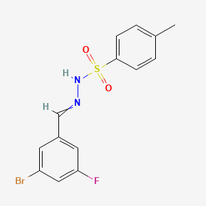 molecular formula C14H12BrFN2O2S B14084500 N-[(3-bromo-5-fluorophenyl)methylideneamino]-4-methylbenzenesulfonamide 