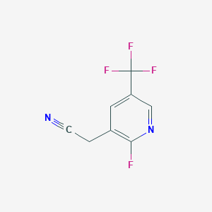 molecular formula C8H4F4N2 B1408457 2-Fluoro-5-(trifluoromethyl)pyridine-3-acetonitrile CAS No. 1227600-17-0
