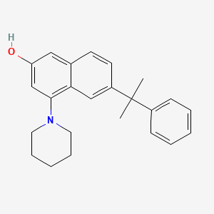molecular formula C24H27NO B1408465 6-(2-Phenylpropan-2-yl)-4-(piperidin-1-yl)naphthalen-2-ol CAS No. 2034157-10-1