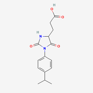 molecular formula C15H18N2O4 B1408468 3-{2,5-Dioxo-1-[4-(propan-2-yl)phenyl]imidazolidin-4-yl}propanoic acid CAS No. 1922787-46-9