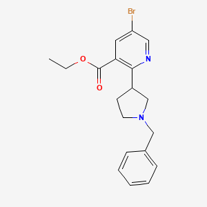 molecular formula C19H21BrN2O2 B1408471 Ethyl 2-(1-benzylpyrrolidin-3-yl)-5-bromonicotinate CAS No. 1706447-15-5