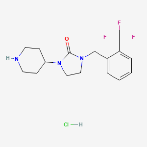 molecular formula C16H21ClF3N3O B1408473 1-Piperidin-4-yl-3-(2-trifluoromethyl-benzyl)-imidazolidin-2-one Hydrochloride CAS No. 1984043-50-6