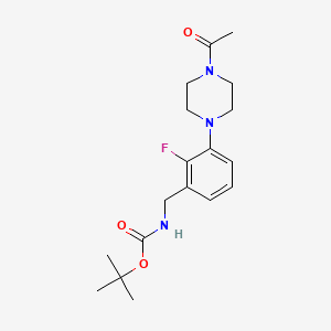 molecular formula C18H26FN3O3 B1408482 Tert-butyl 3-(4-acetylpiperazin-1-yl)-2-fluorobenzylcarbamate CAS No. 170230-24-7