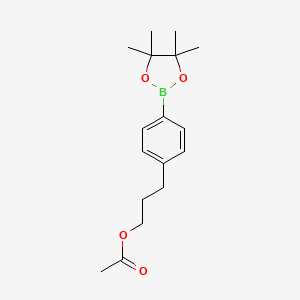 molecular formula C17H25BO4 B1408488 3-[4-(Tetramethyl-1,3,2-dioxaborolan-2-yl)phenyl]propyl acetate CAS No. 1883793-85-8