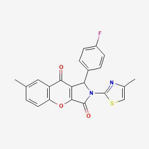 molecular formula C22H15FN2O3S B14085003 1-(4-Fluorophenyl)-7-methyl-2-(4-methyl-1,3-thiazol-2-yl)-1,2-dihydrochromeno[2,3-c]pyrrole-3,9-dione 