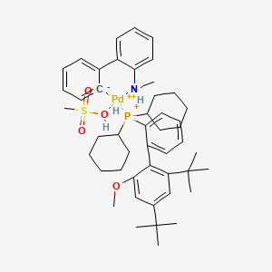 molecular formula C47H66NO4PPdS+2 B14085026 dicyclohexyl-[2-(2,4-ditert-butyl-6-methoxyphenyl)phenyl]phosphanium;methanesulfonic acid;N-methyl-2-phenylaniline;palladium(2+) 