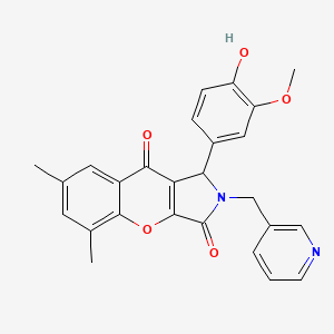 molecular formula C26H22N2O5 B14085059 1-(4-Hydroxy-3-methoxyphenyl)-5,7-dimethyl-2-(pyridin-3-ylmethyl)-1,2-dihydrochromeno[2,3-c]pyrrole-3,9-dione 