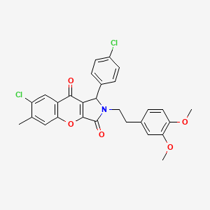 molecular formula C28H23Cl2NO5 B14085200 7-Chloro-1-(4-chlorophenyl)-2-[2-(3,4-dimethoxyphenyl)ethyl]-6-methyl-1,2-dihydrochromeno[2,3-c]pyrrole-3,9-dione 