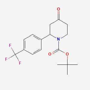 molecular formula C17H20F3NO3 B14085238 Tert-butyl 4-oxo-2-(4-(trifluoromethyl)phenyl)piperidine-1-carboxylate 