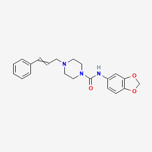 molecular formula C21H23N3O3 B14085265 N-Benzo[3,4-D]1,3-dioxolan-5-YL(4-(3-phenylprop-2-enyl)piperazinyl)formamide 