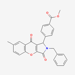 molecular formula C27H21NO5 B14085293 Methyl 4-(2-benzyl-7-methyl-3,9-dioxo-1,2,3,9-tetrahydrochromeno[2,3-c]pyrrol-1-yl)benzoate 