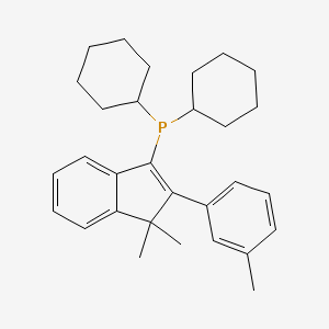 molecular formula C30H39P B14085296 Dicyclohexyl(1,1-dimethyl-2-(m-tolyl)-1H-inden-3-yl)phosphane 