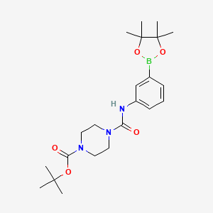 molecular formula C22H34BN3O5 B1408537 Tert-butyl4-((3-(4,4,5,5-tetramethyl-1,3,2-dioxaborolan-2-yl)phenyl)carbamoyl)piperazine-1-carboxylate CAS No. 1704081-91-3