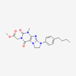 molecular formula C21H25N5O4 B14085417 methyl [8-(4-butylphenyl)-1-methyl-2,4-dioxo-1,2,4,6,7,8-hexahydro-3H-imidazo[2,1-f]purin-3-yl]acetate 
