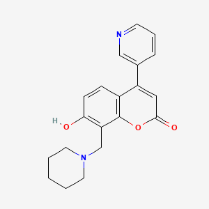 molecular formula C20H20N2O3 B14085452 Coumarin, 7-hydroxy-8-(piperidinomethyl)-4-(3-pyridyl)- CAS No. 14222-11-8