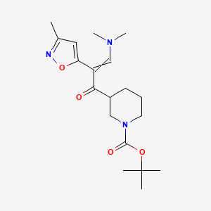 molecular formula C19H29N3O4 B14085481 Tert-butyl 3-[3-(dimethylamino)-2-(3-methyl-1,2-oxazol-5-yl)prop-2-enoyl]piperidine-1-carboxylate 