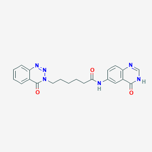 molecular formula C21H20N6O3 B14085498 N-(4-hydroxyquinazolin-6-yl)-6-(4-oxo-1,2,3-benzotriazin-3(4H)-yl)hexanamide 