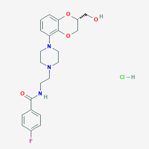 molecular formula C22H27ClFN3O4 B14085565 4-fluoro-N-[2-[4-[(2R)-2-(hydroxymethyl)-2,3-dihydro-1,4-benzodioxin-5-yl]piperazin-1-yl]ethyl]benzamide;hydrochloride 