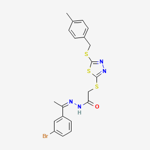 molecular formula C20H19BrN4OS3 B14085646 N'-[(1Z)-1-(3-bromophenyl)ethylidene]-2-({5-[(4-methylbenzyl)sulfanyl]-1,3,4-thiadiazol-2-yl}sulfanyl)acetohydrazide 